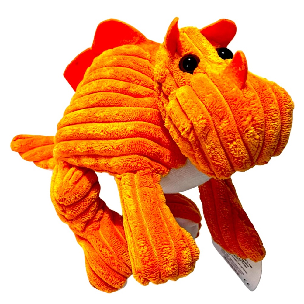 Orange CalPlush Chenille Ribbed Dinosaur Stegosaurus Plush Stuffed Animal